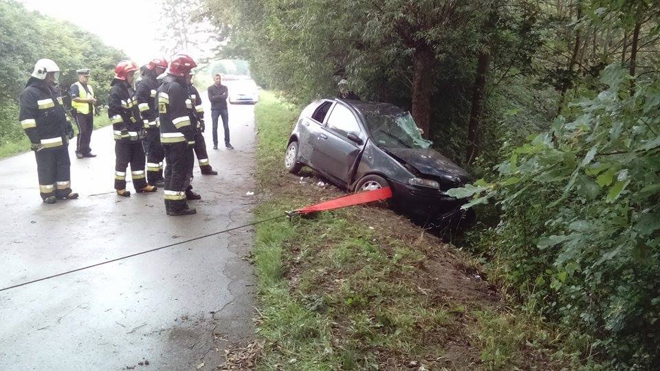 Wypadek na drodze powiatowej w Izdebniku