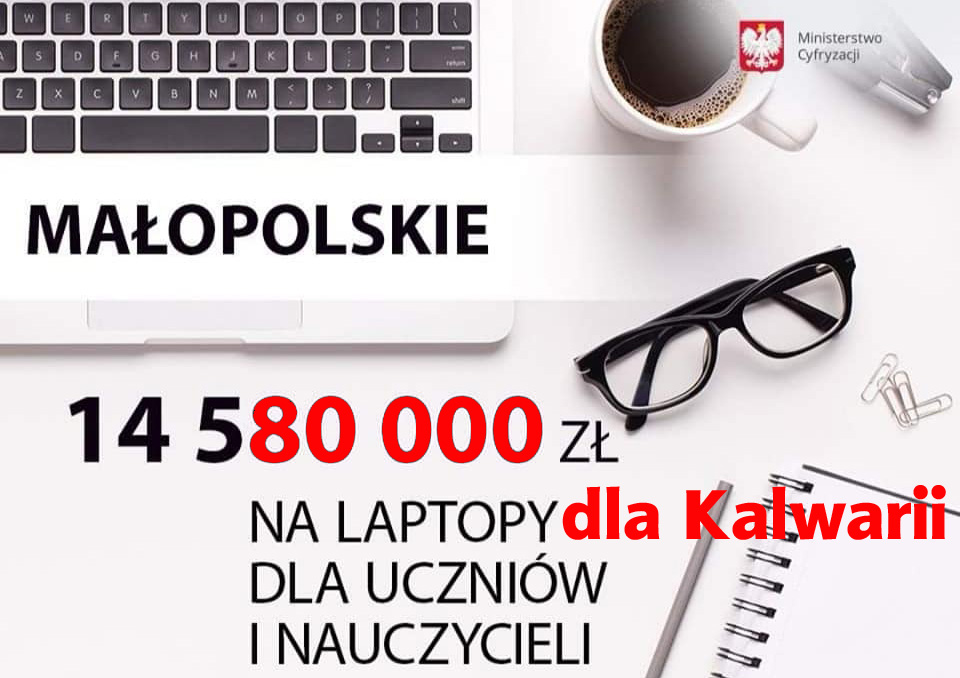 Gmina Kalwaria Zebrzydowska otrzymała 80.000 zł na zakup komputerów i dostępu do internetu