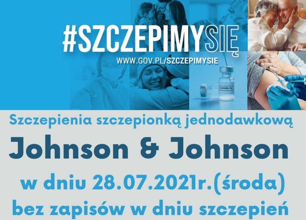 Szczepienia szczepionką jednodawkową Johnson & Johnson odbędą się w środę 28 lipca