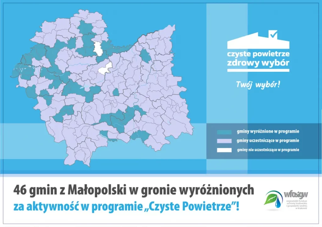 Kalwaria i pięć innych gmin w powiecie wadowickim wyróżniono za wyjątkowo aktywny udział w programie „Czyste Powietrze”!