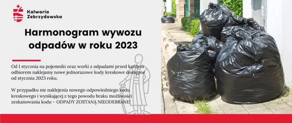 Harmonogram wywozu odpadów w roku 2023 w gminie Kalwaria Zebrzydowska