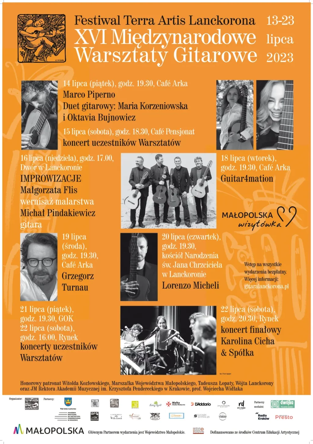 XVI Międzynarodowe Warsztaty Gitarowe w Lanckoronie/ Festiwal Terra Artis (13-23 lipca 2023)