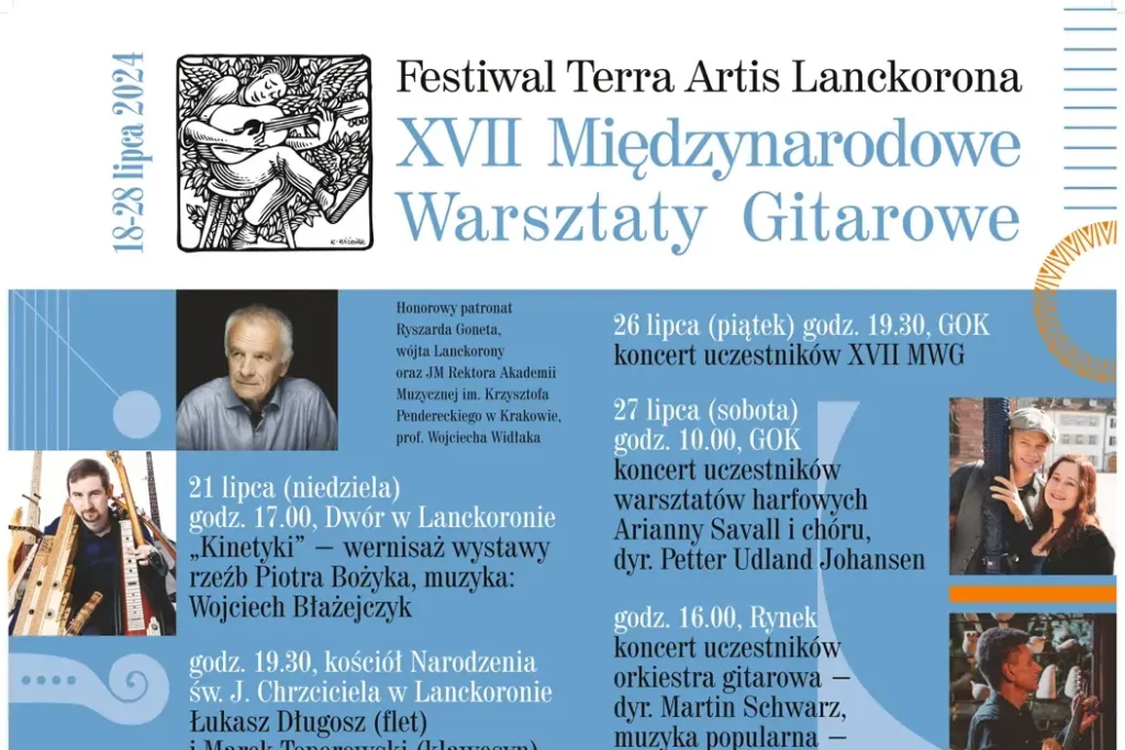 Zapraszamy na XVII Międzynarodowe Warsztaty Gitarowe w Lanckoronie/ Festiwal Terra Artis (18-28 lipca 2024)